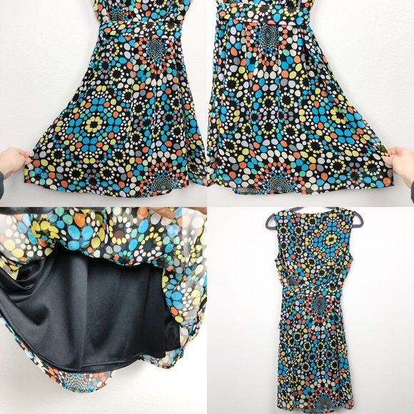 Tulle Flowy Belted Sleeveless Kaleidoscope Dress - Picture 6 of 8